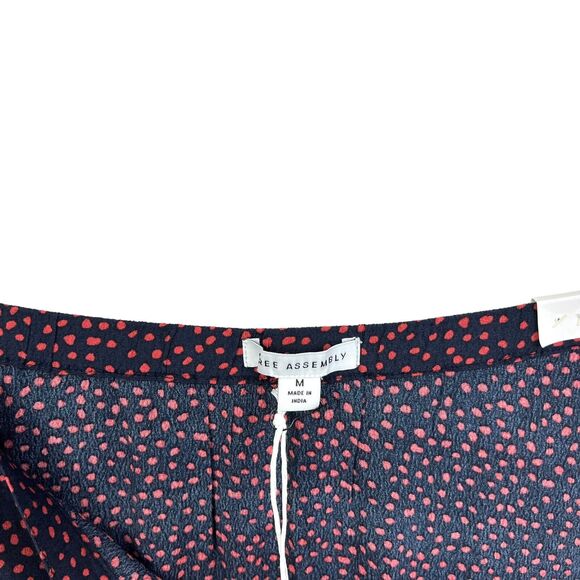 Free Assembly Womens Midi Skirt‎ Polka Dot Elastic Waist Side Zip Black Red Sz M - Picture 6 of 6
